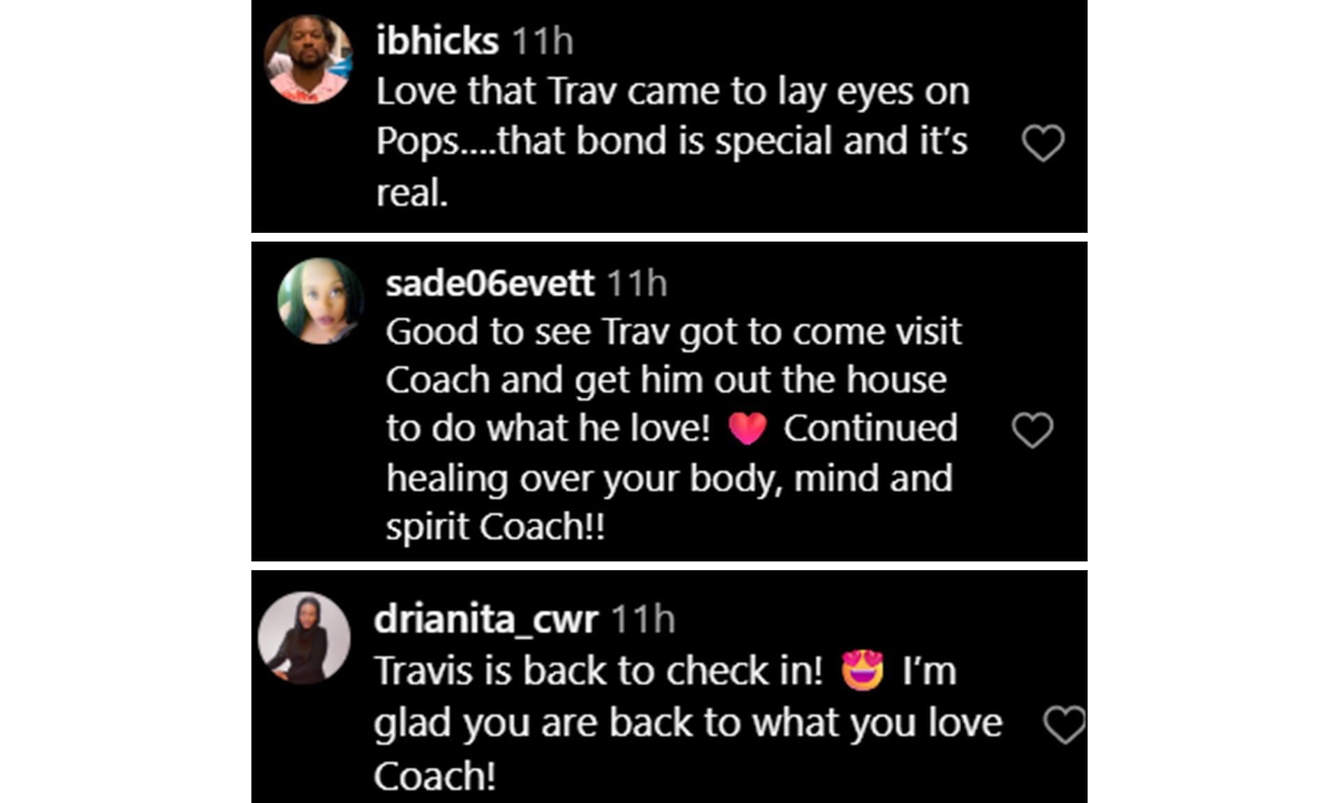 Screenshot of fan comments via Instagram